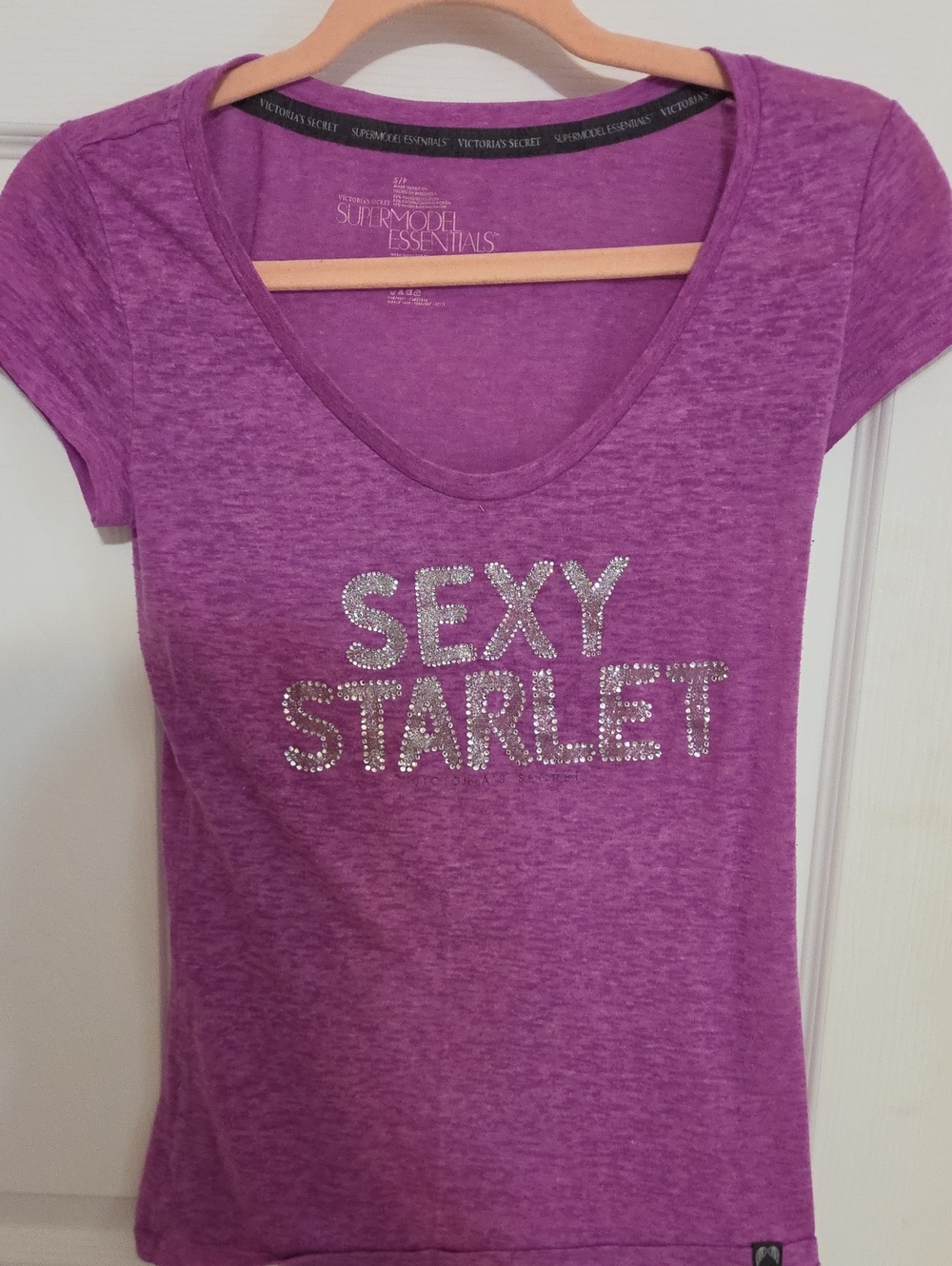 Victoria's Secret Purple YNK BLING Rhinestone 'Sexy Starlet' Tee Small Vintage